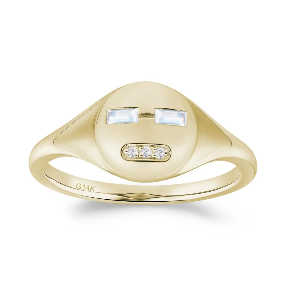 Abstract Face Inspired Moonstone Signet Ring - Image 8