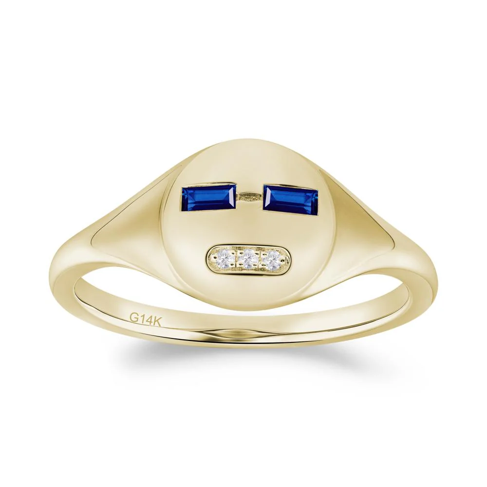 Abstract Face Inspired Sapphire Signet Ring - Image 2
