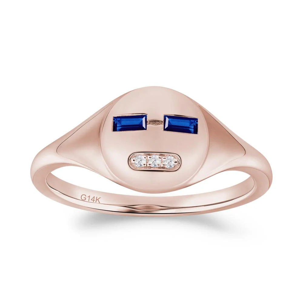 Abstract Face Inspired Sapphire Signet Ring - Image 4