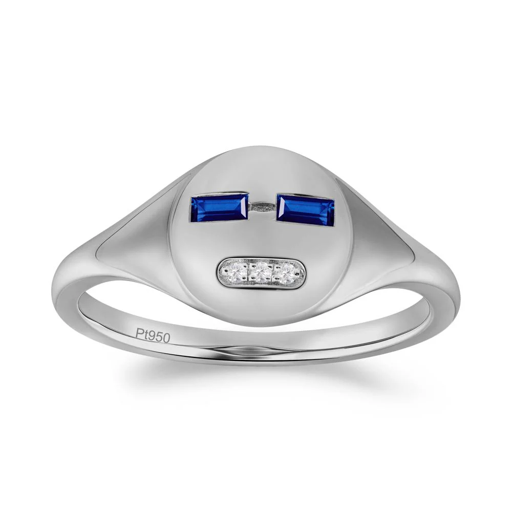 Abstract Face Inspired Sapphire Signet Ring - Image 7