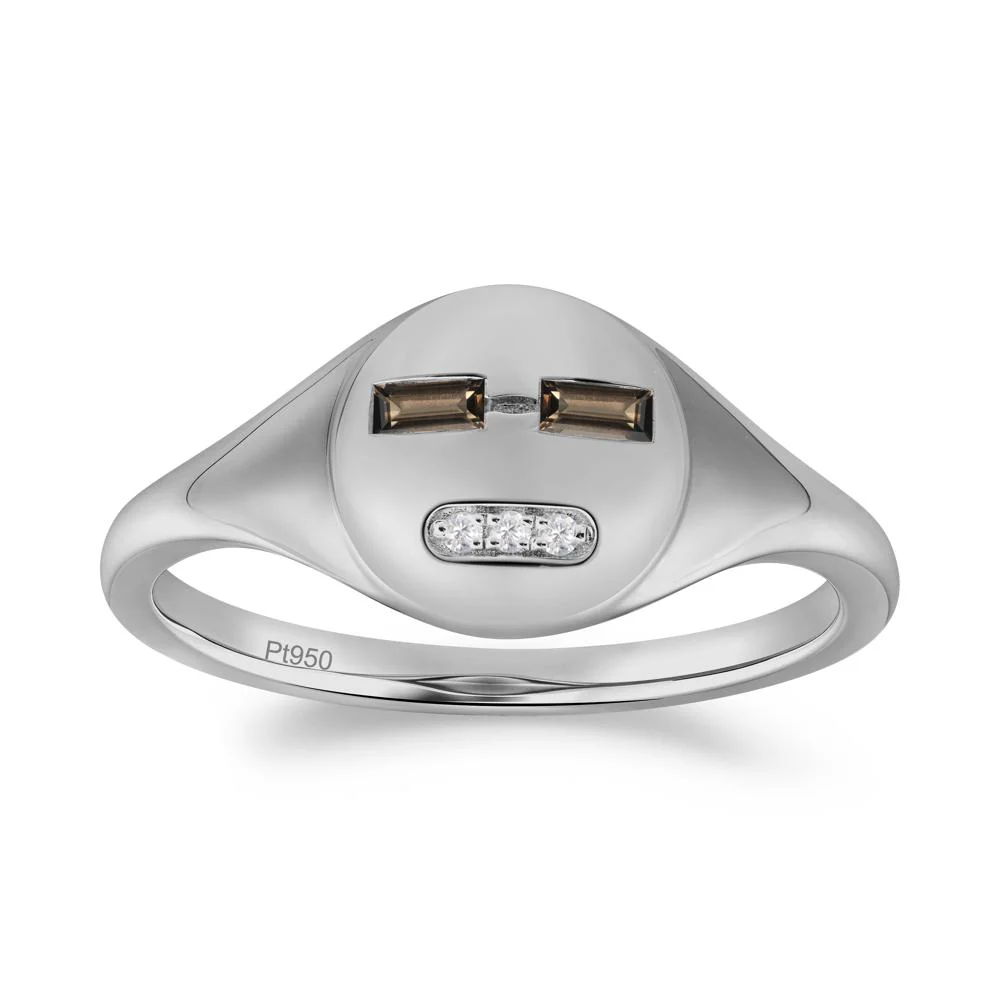 Abstract Face Inspired Smoky Quartz Signet Ring - Image 3