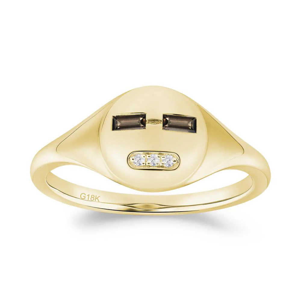 Abstract Face Inspired Smoky Quartz Signet Ring - Image 4