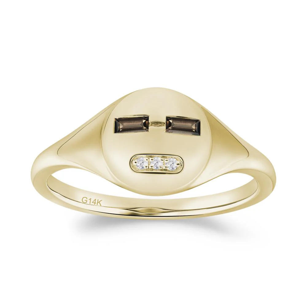 Abstract Face Inspired Smoky Quartz Signet Ring - Image 6