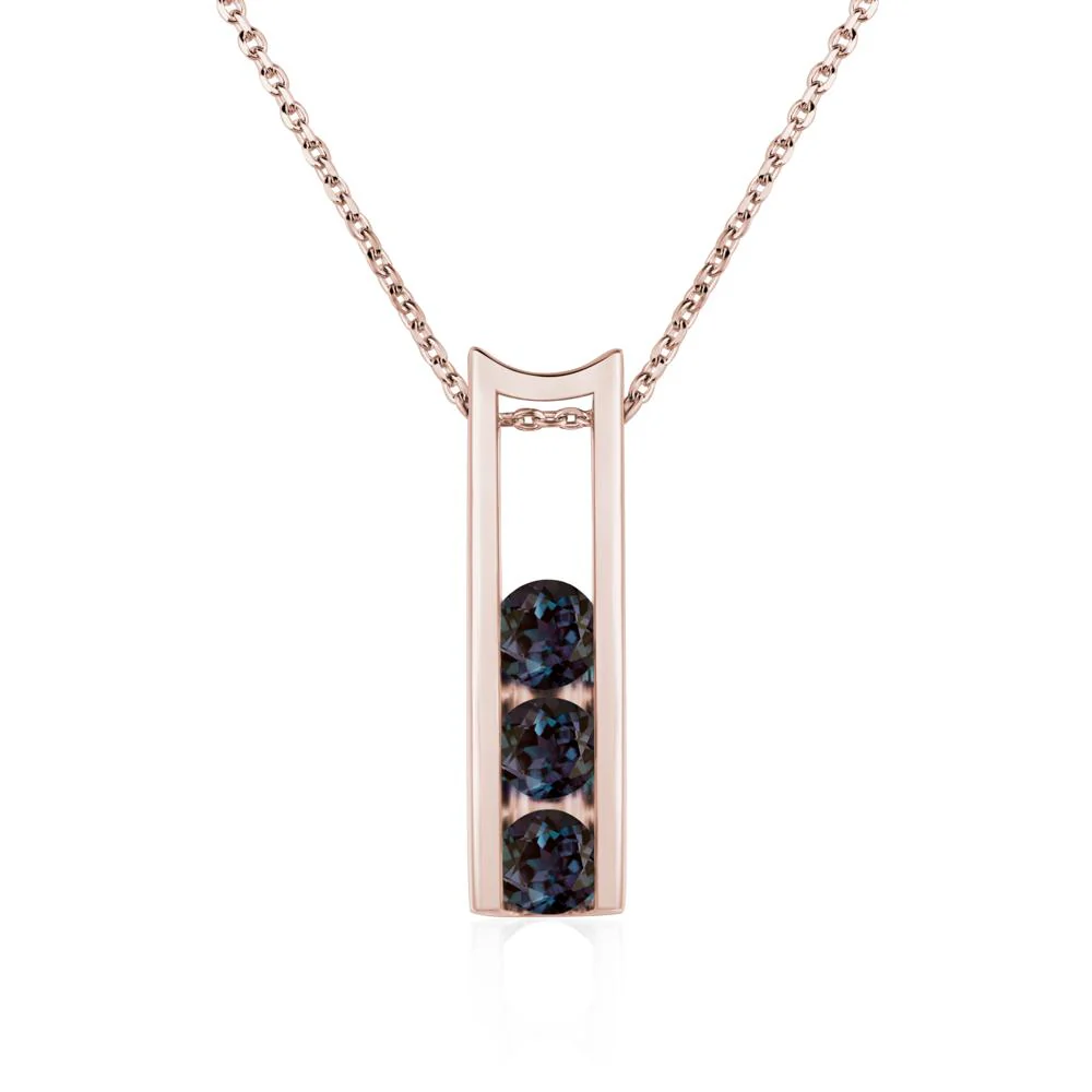 Alexandrite 3 Stones Mothers Necklace - Image 5