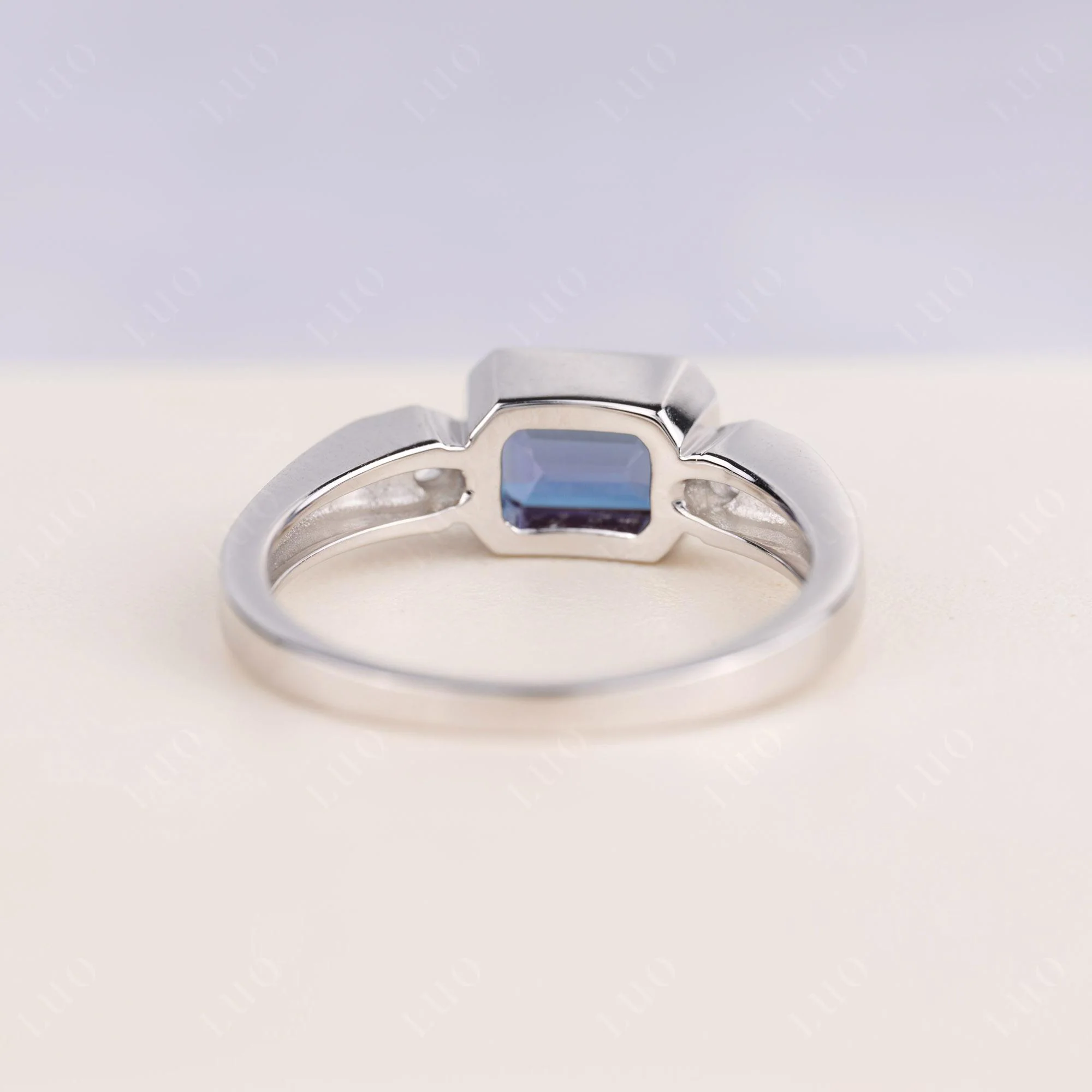 Alexandrite Bezel Emerald Cut Ring - Image 4