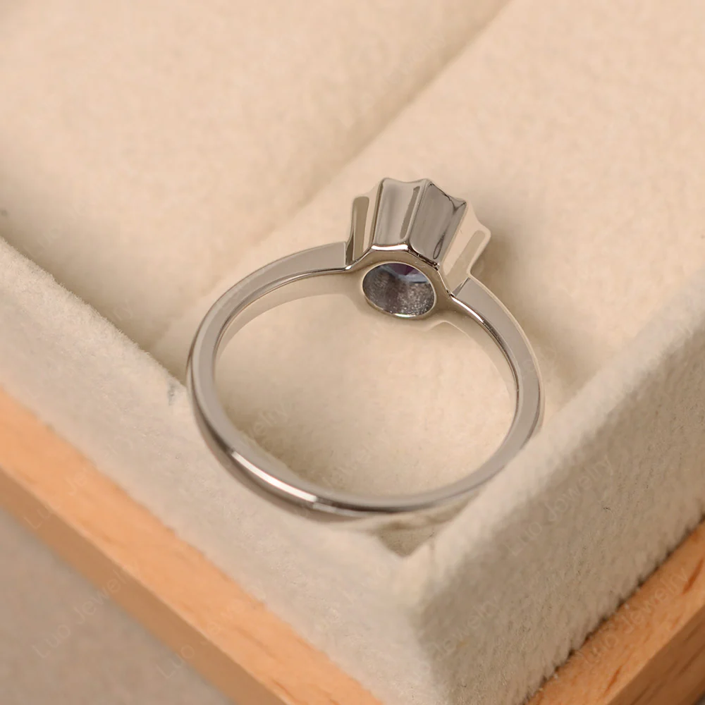 Alexandrite Bezel Solitaire Decagon Ring - Image 3