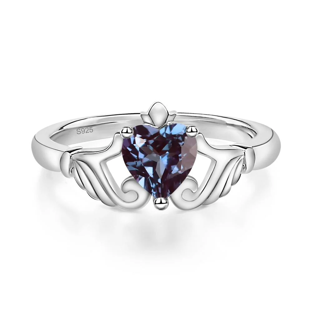 Heart Shaped Alexandrite Claddagh Ring