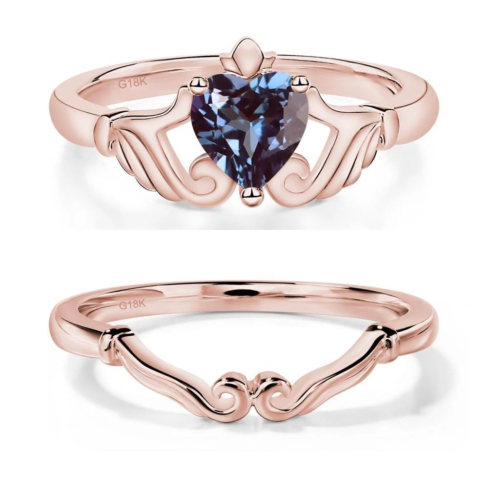 Heart Shaped Alexandrite Claddagh Ring - Image 17