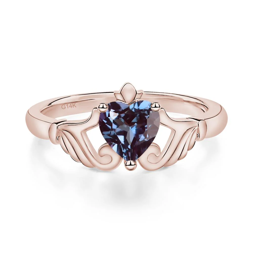 Heart Shaped Alexandrite Claddagh Ring - Image 5