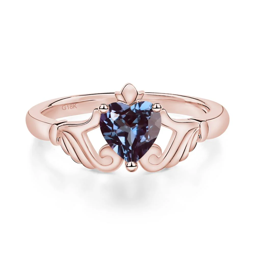 Heart Shaped Alexandrite Claddagh Ring - Image 8