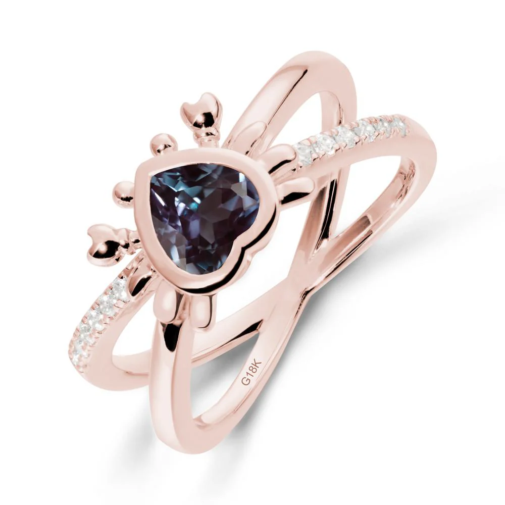 Alexandrite Criss Cross Double Band Crab Ring - Image 4