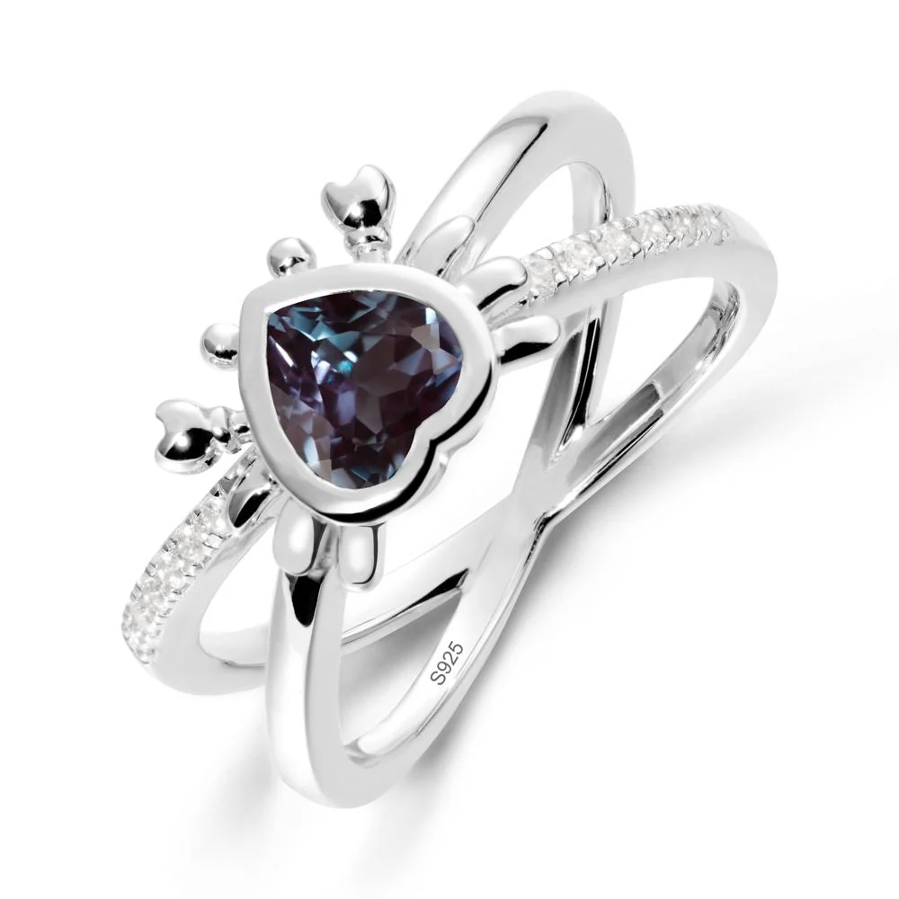 Alexandrite Criss Cross Double Band Crab Ring - Image 9