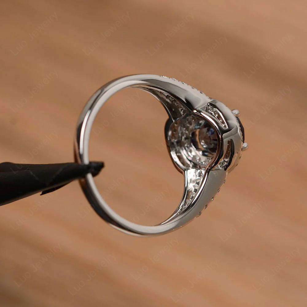 Alexandrite Double Halo Engagement Ring - Image 3