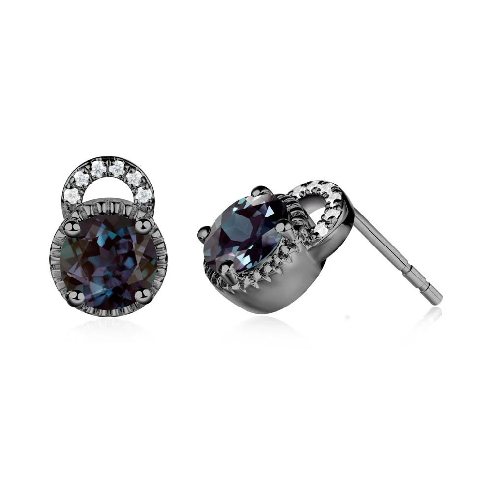 Alexandrite Earrings with Sculpted Halo - Image 6