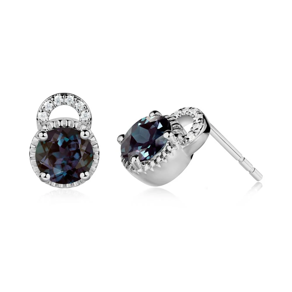 Alexandrite Earrings with Sculpted Halo - Image 8
