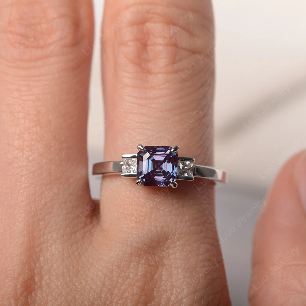 Unique Asscher Cut Alexandrite Ring - Image 5