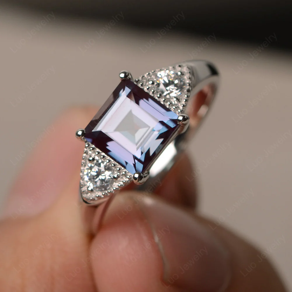 Alexandrite Engagement Ring Square Cut