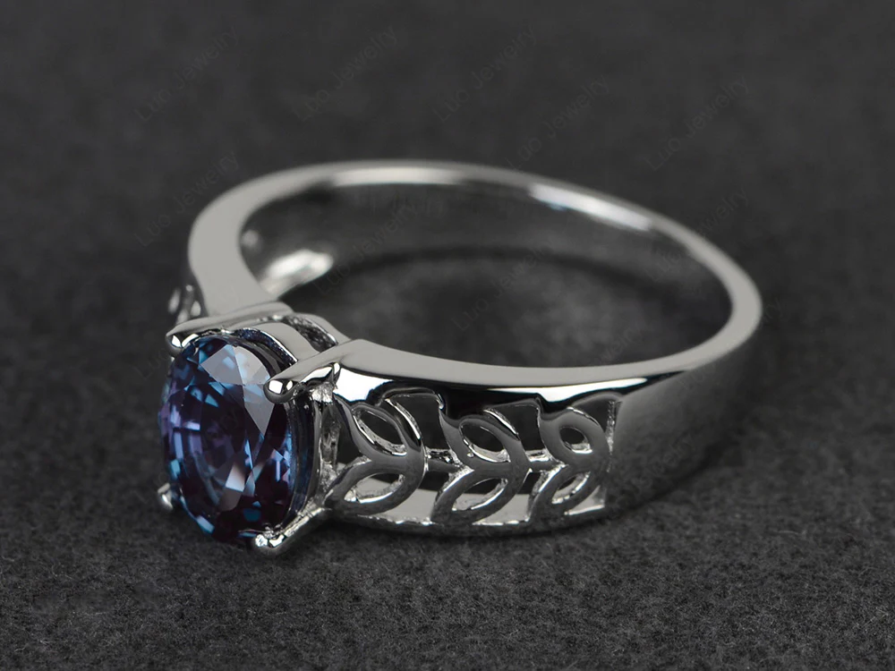 Alexandrite Engagement Ring Wide Band - Image 2