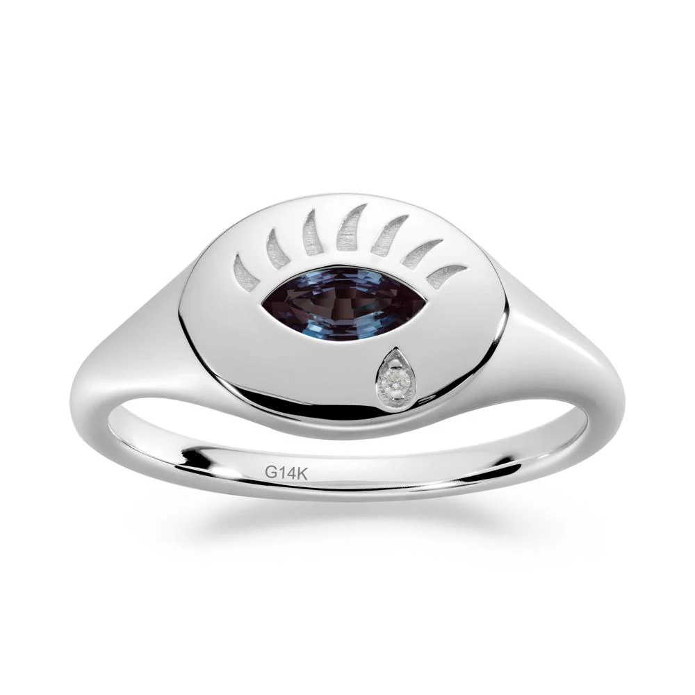 Alexandrite Evil Eye Signet Ring