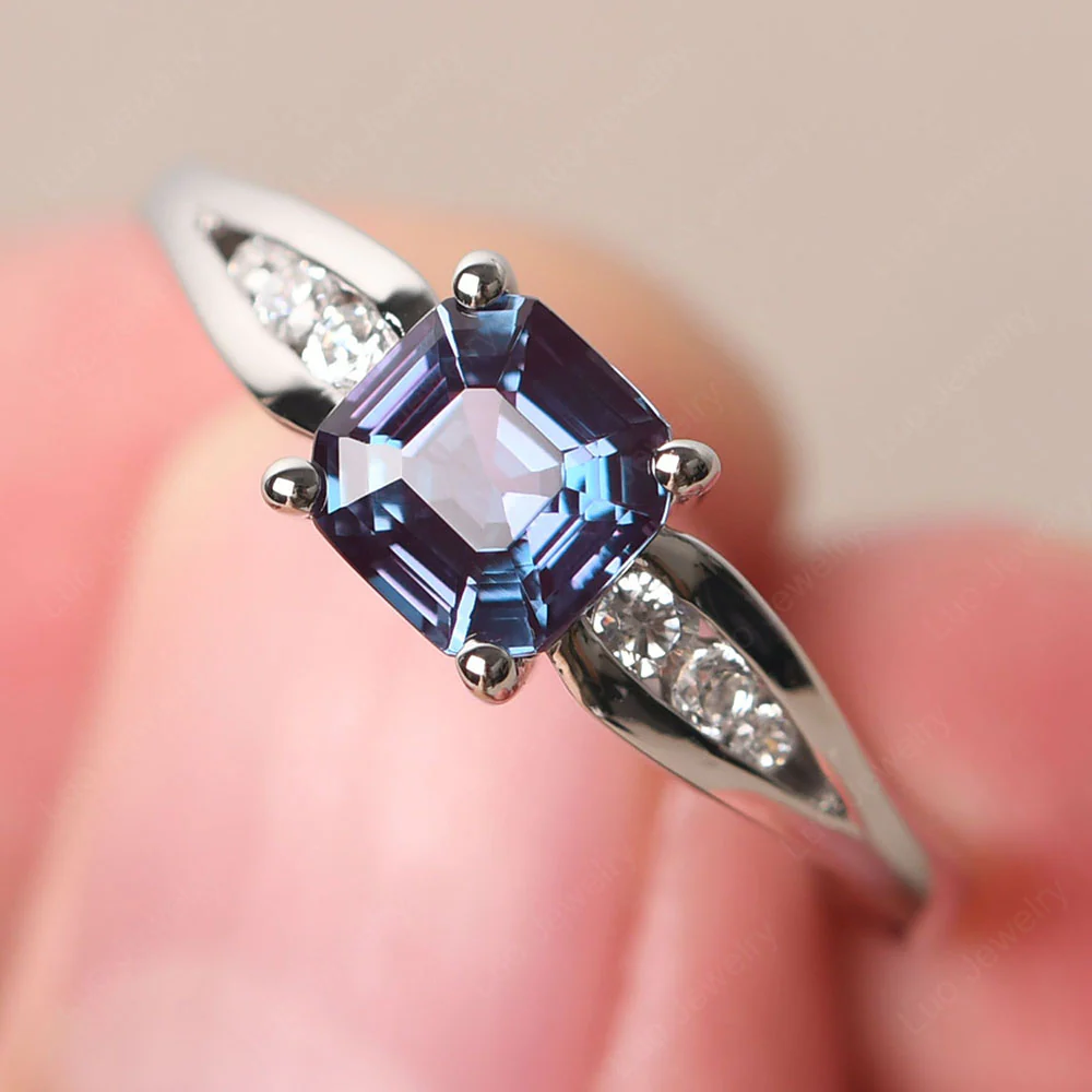 Alexandrite Ring with Channel Set Band - Image 3