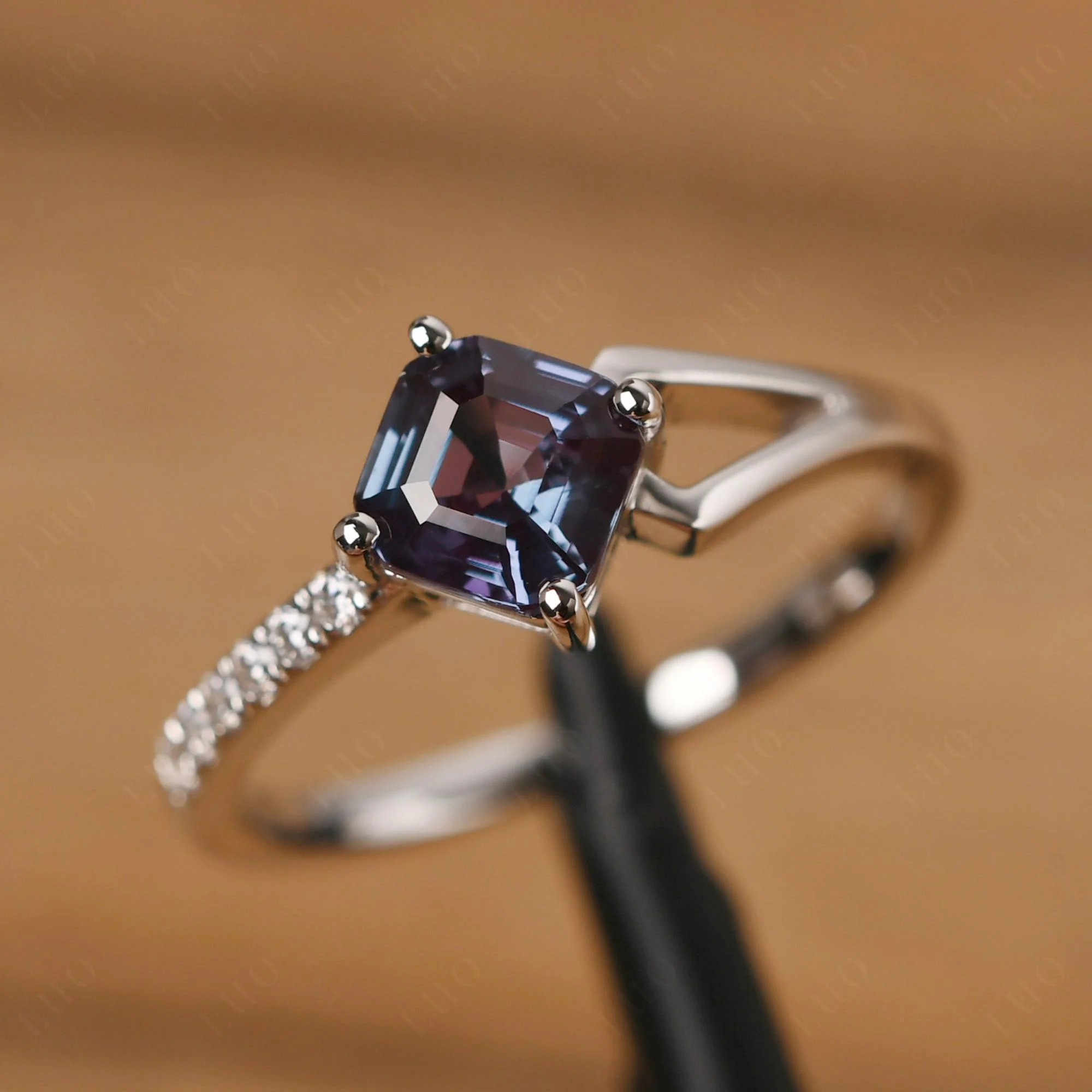 Alexandrite Ring Asscher Engagement Ring - Image 10