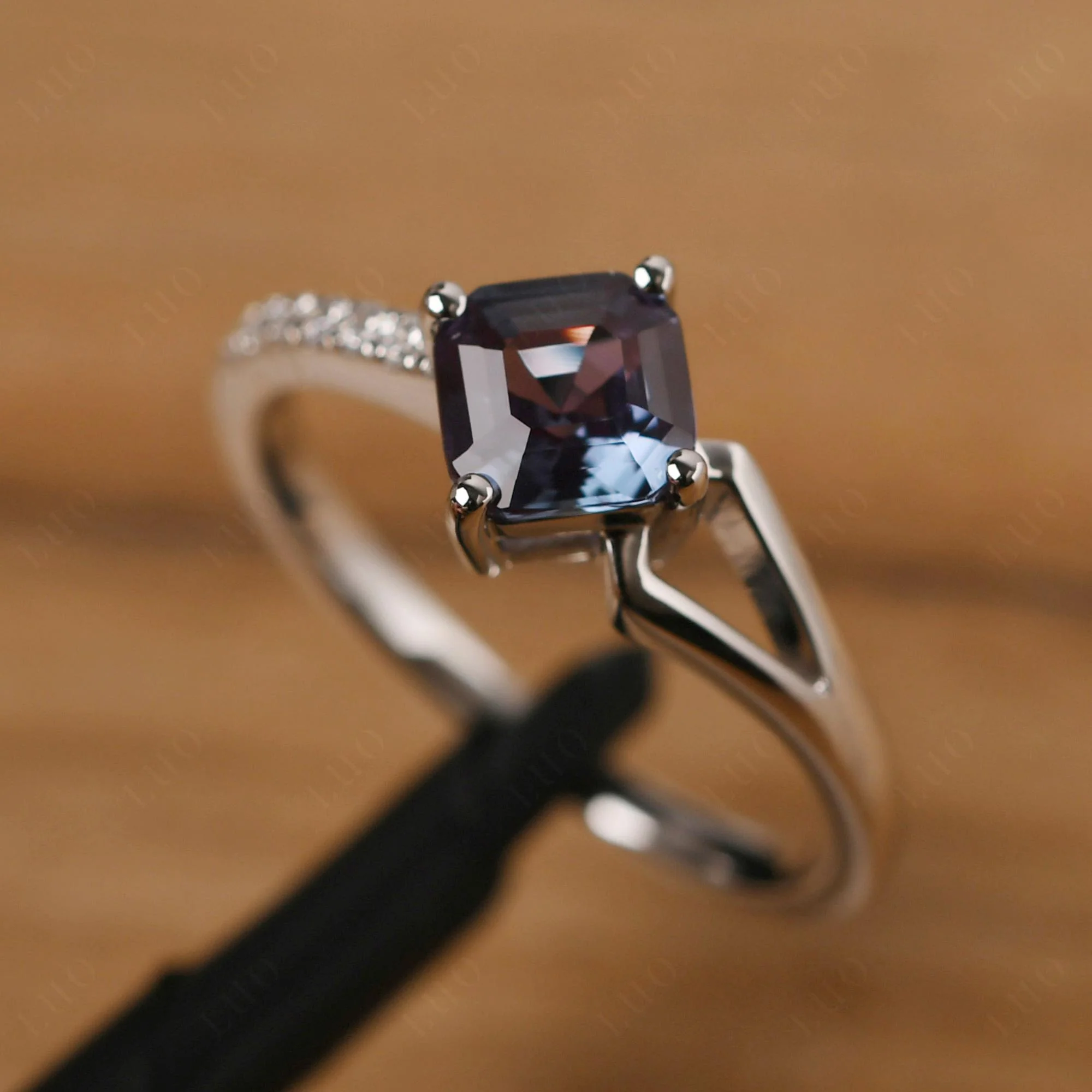 Alexandrite Ring Asscher Engagement Ring - Image 11