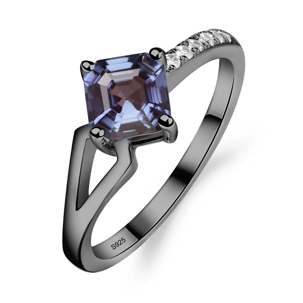 Alexandrite Ring Asscher Engagement Ring - Image 3