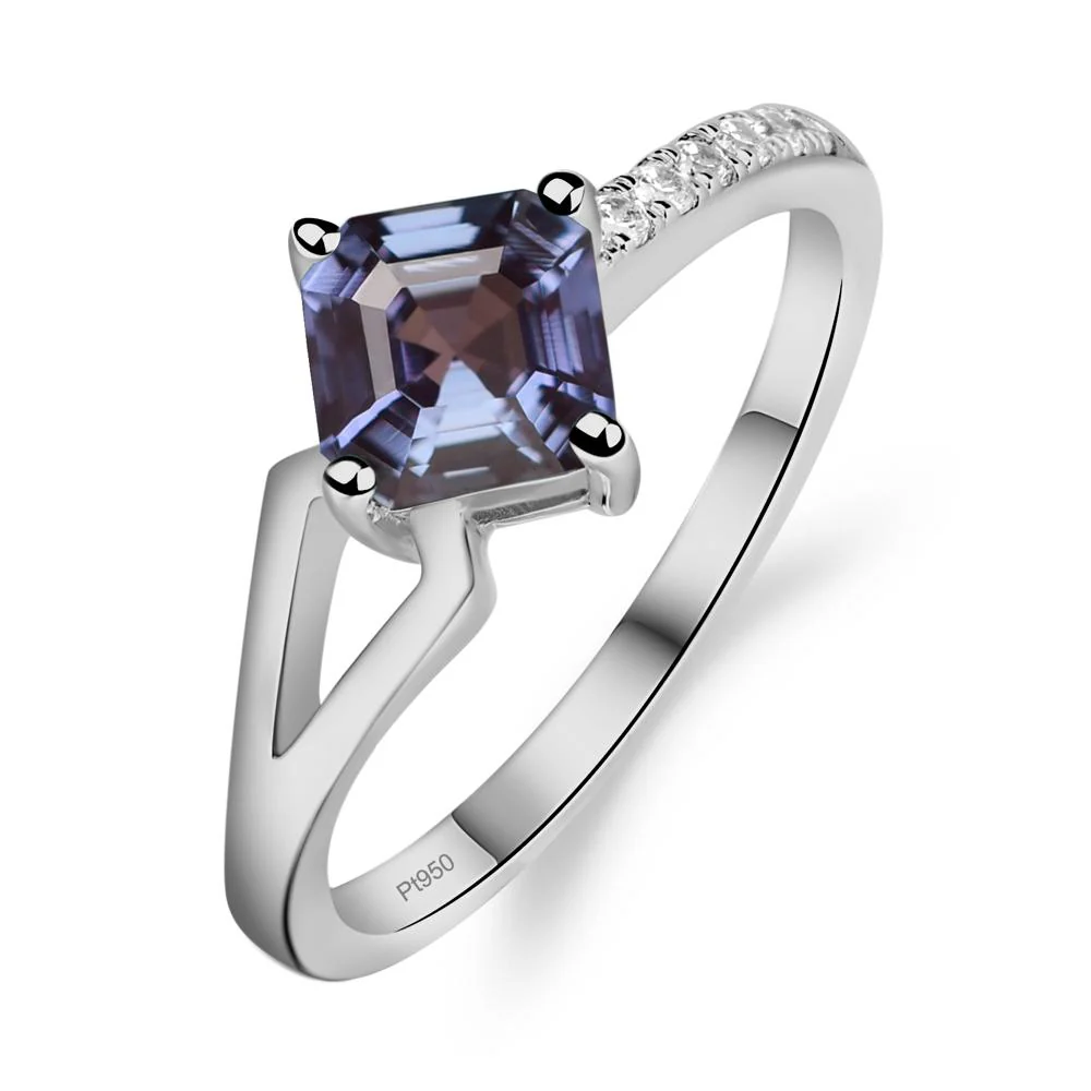 Alexandrite Ring Asscher Engagement Ring - Image 6