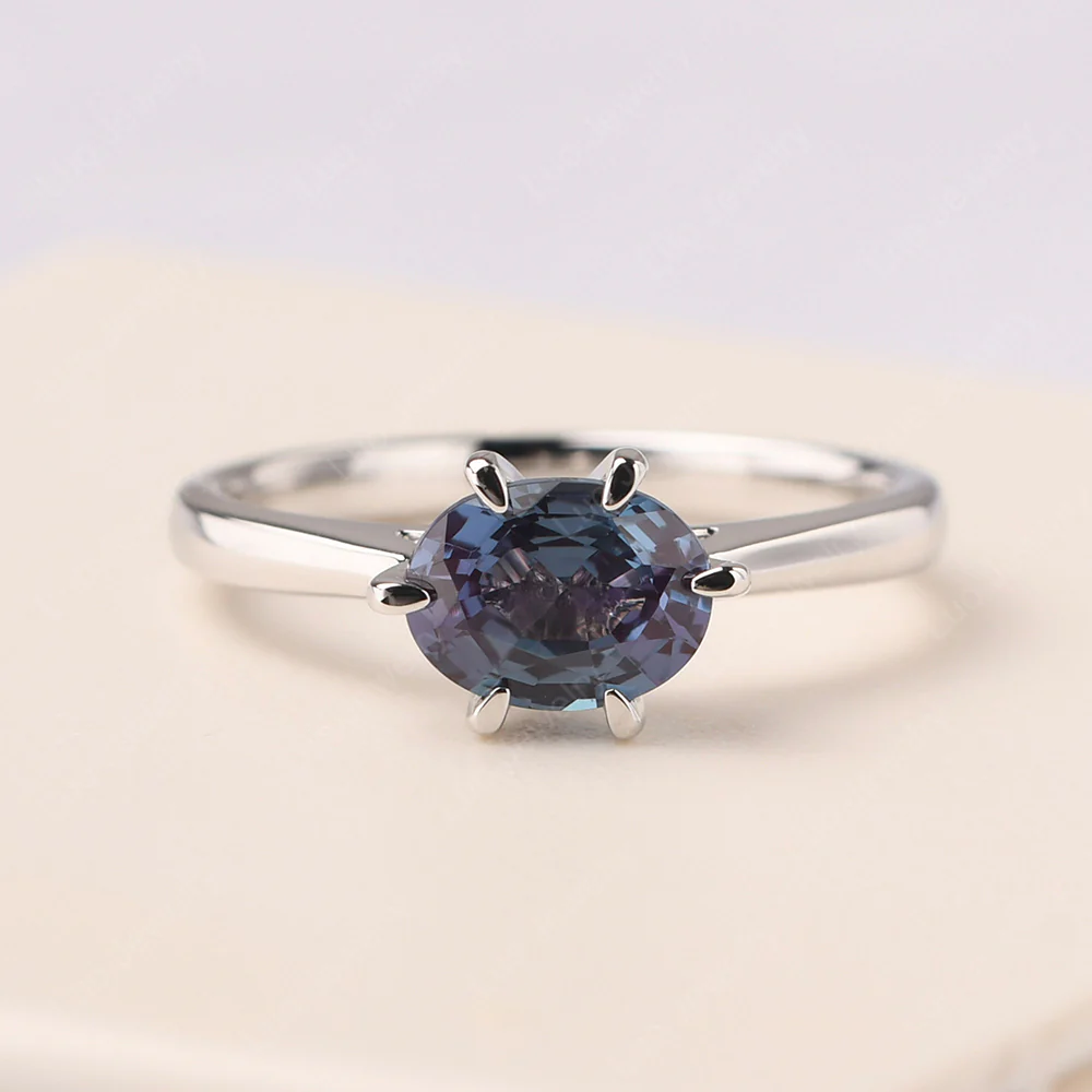 Alexandrite 6 Prong Oval Engagement Ring