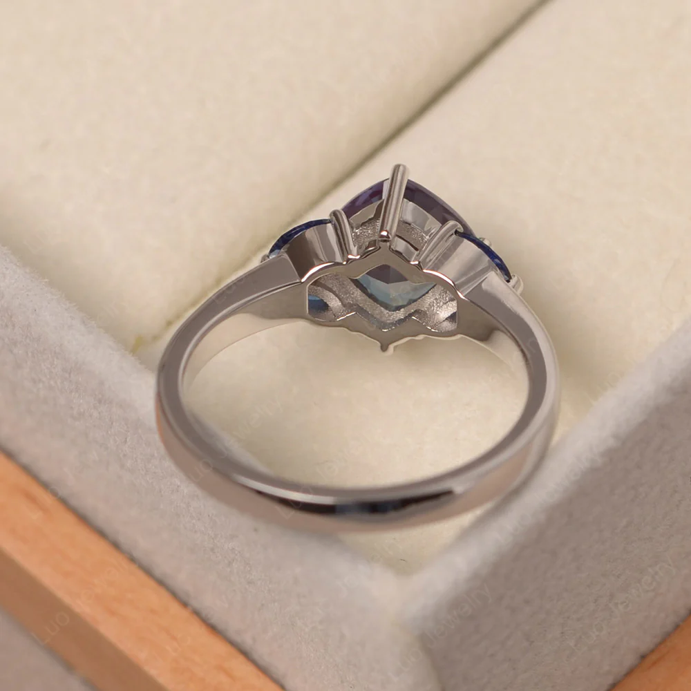 Alexandrite Kite Set Cushion Engagement Ring - Image 3