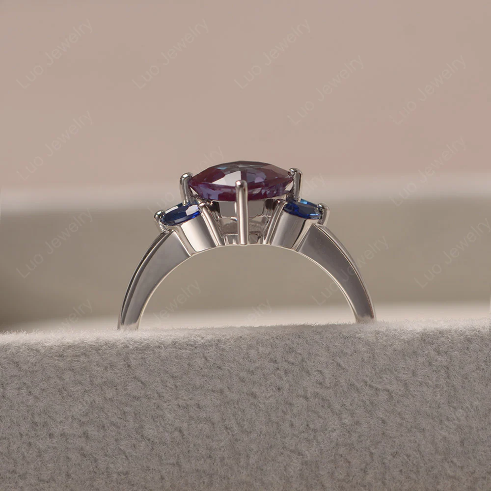 Alexandrite Kite Set Cushion Engagement Ring - Image 4