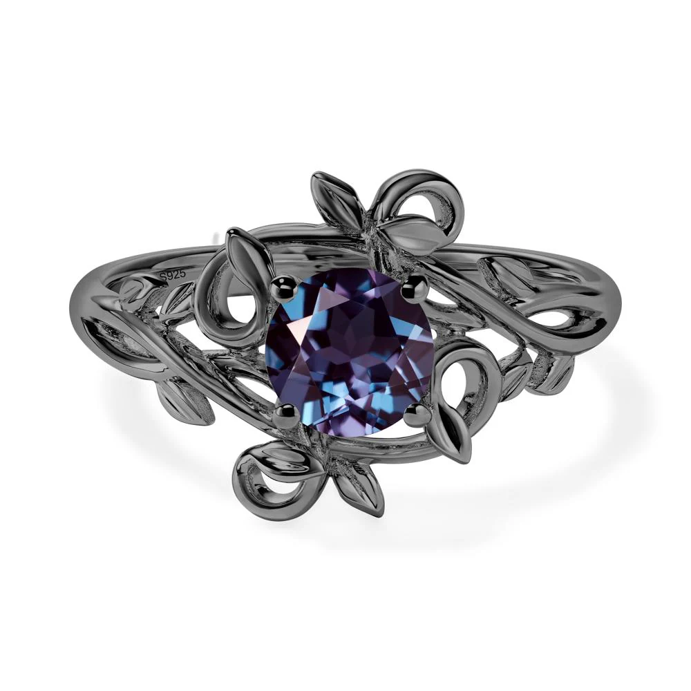 Round Cut Alexandrite Leaf Ring - Image 3