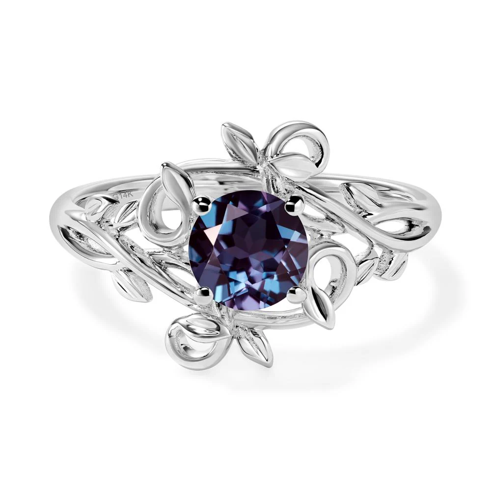 Round Cut Alexandrite Leaf Ring - Image 4