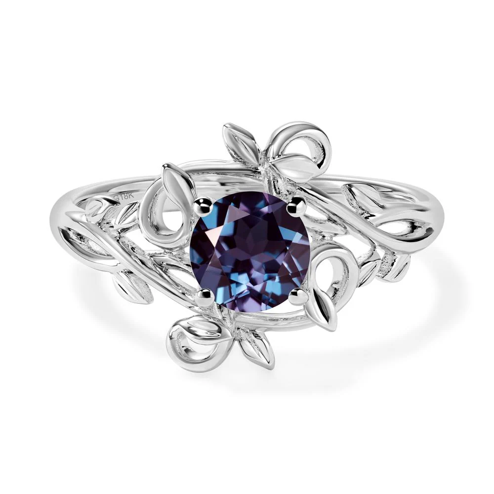 Round Cut Alexandrite Leaf Ring - Image 7