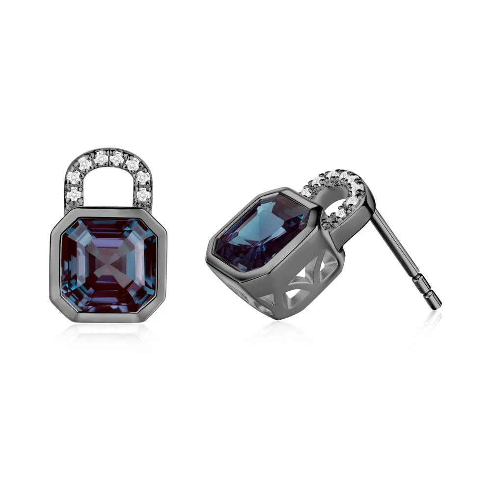Alexandrite Lock Stud Earrings - Image 9