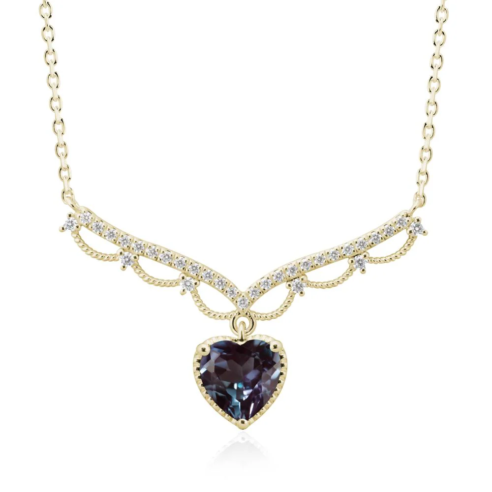 Alexandrite Milgrain Halo Pendant Necklace - Image 3