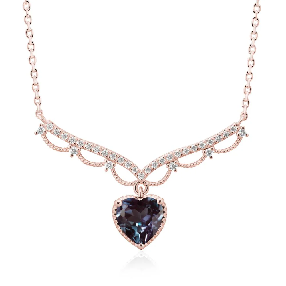 Alexandrite Milgrain Halo Pendant Necklace - Image 4