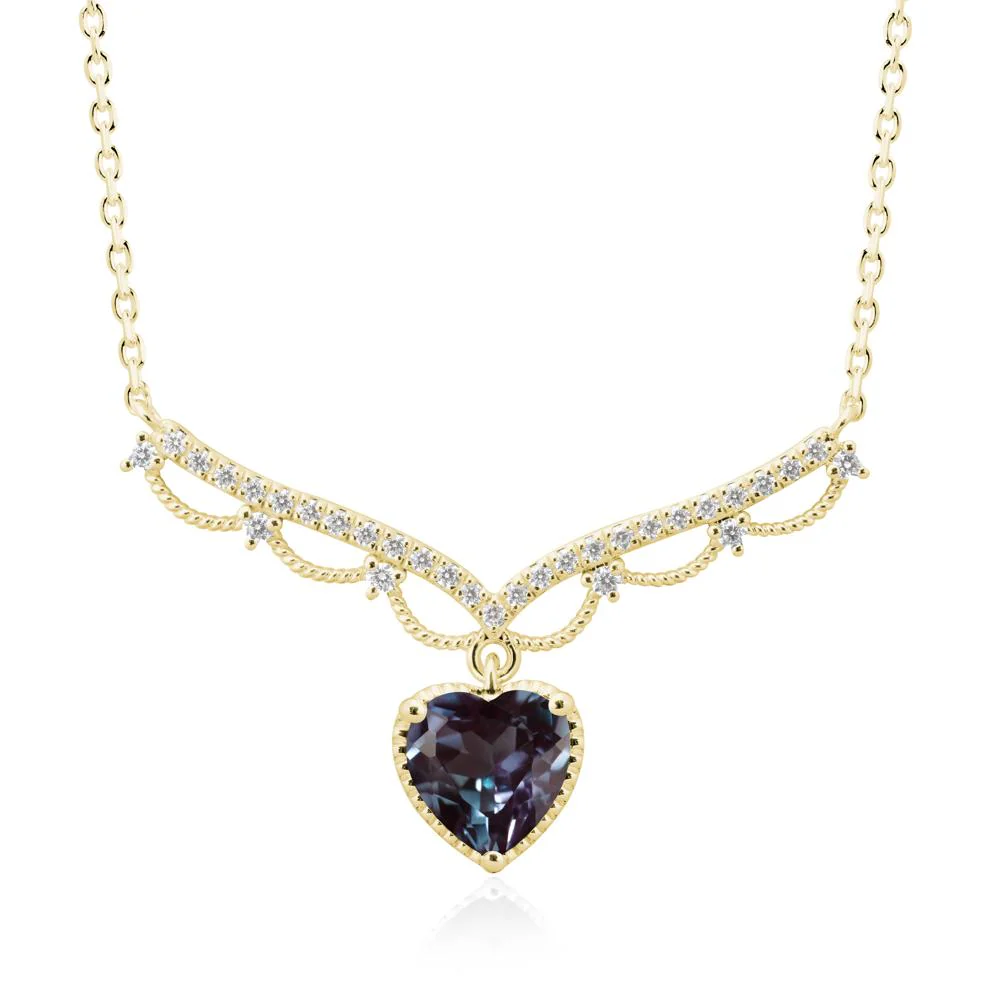 Alexandrite Milgrain Halo Pendant Necklace - Image 6