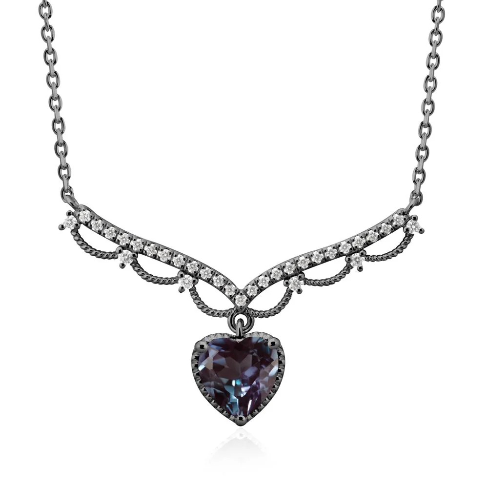 Alexandrite Milgrain Halo Pendant Necklace - Image 7