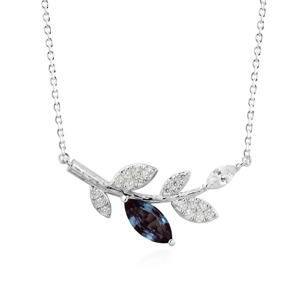 Alexandrite Olive Branch Pendant Necklace - Image 3