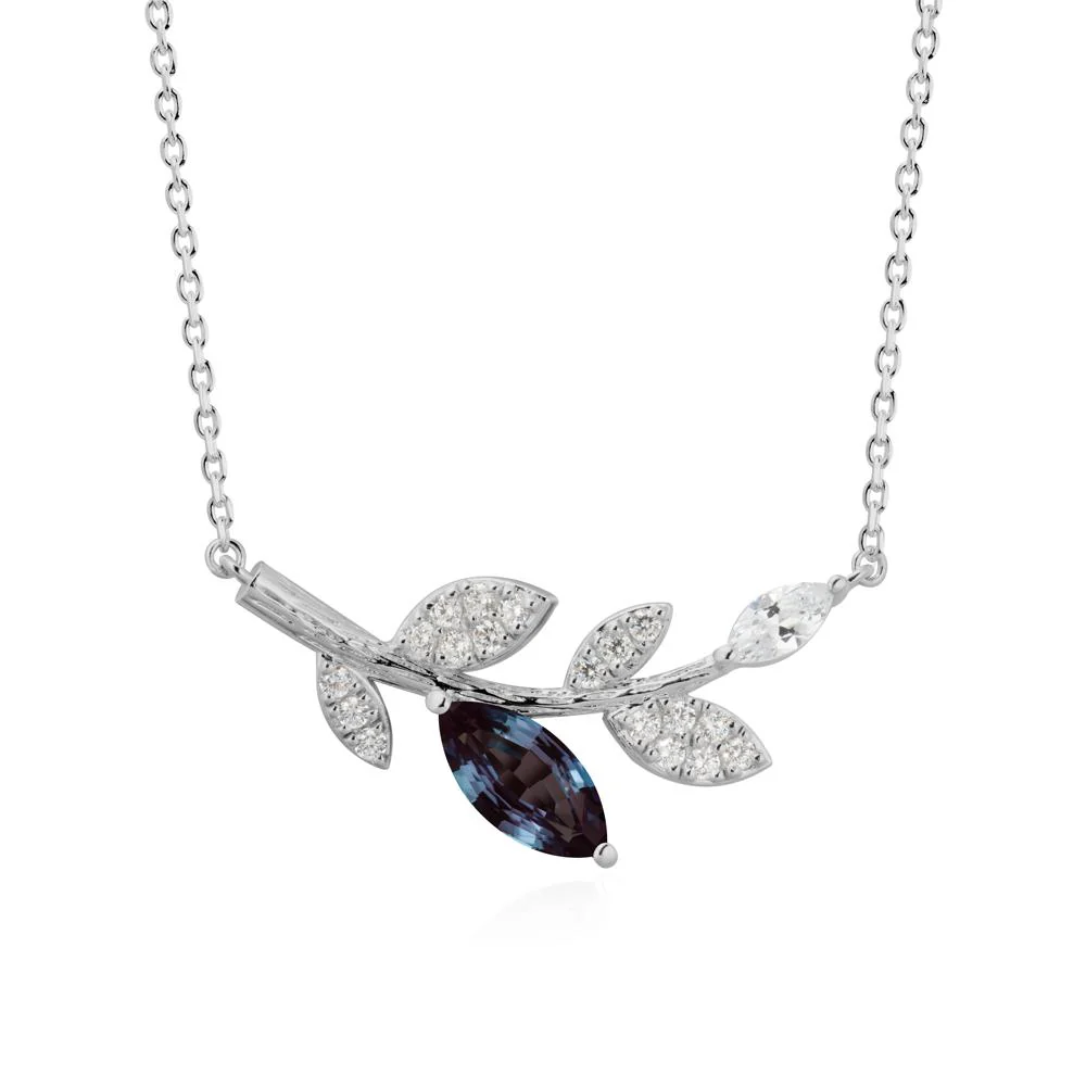 Alexandrite Olive Branch Pendant Necklace - Image 9