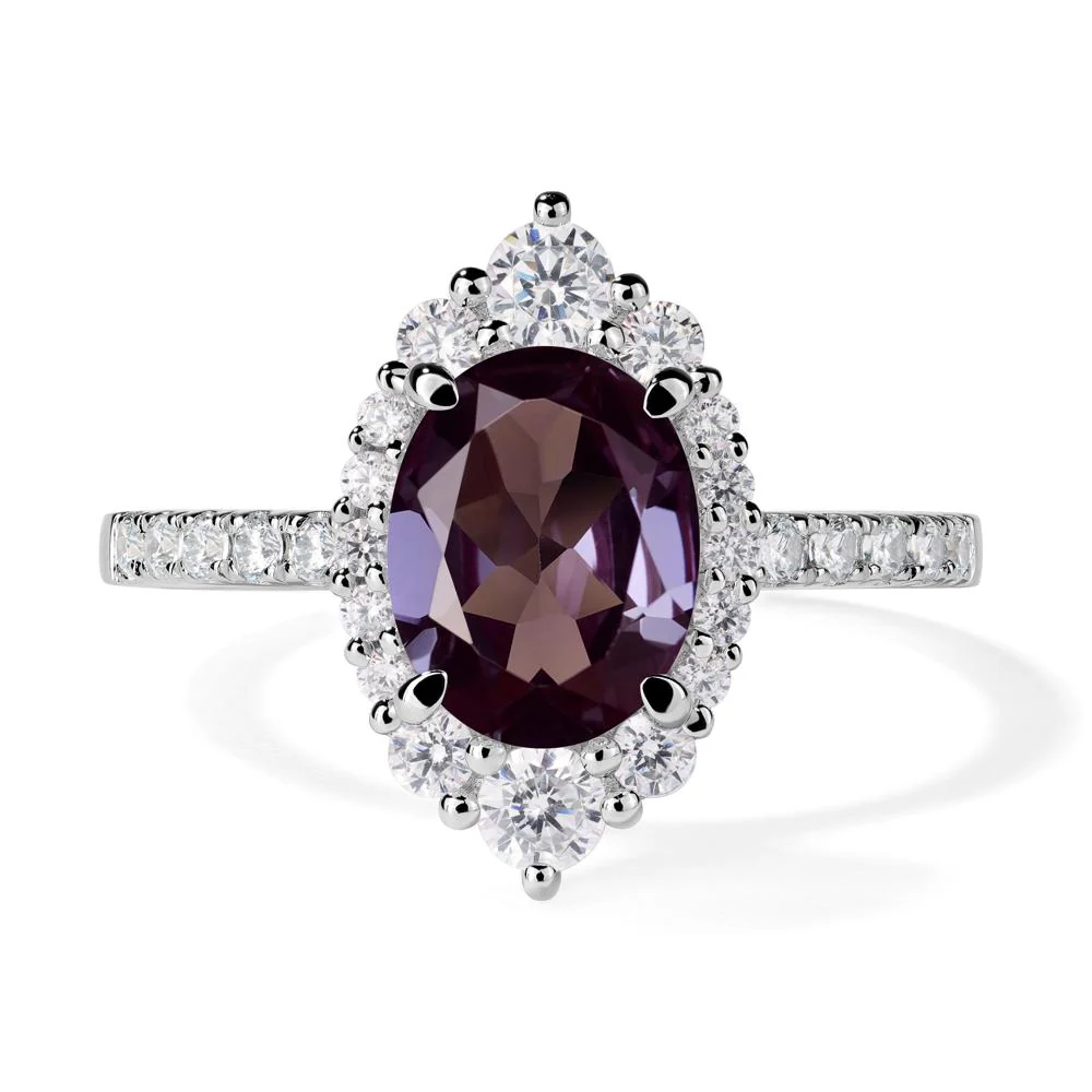 Oval Alexandrite Halo Cluster Ring - Image 3