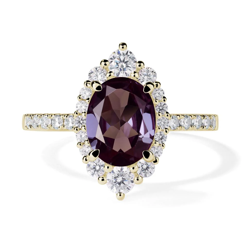Oval Alexandrite Halo Cluster Ring - Image 4