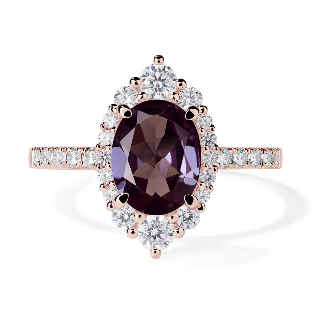 Oval Alexandrite Halo Cluster Ring - Image 9