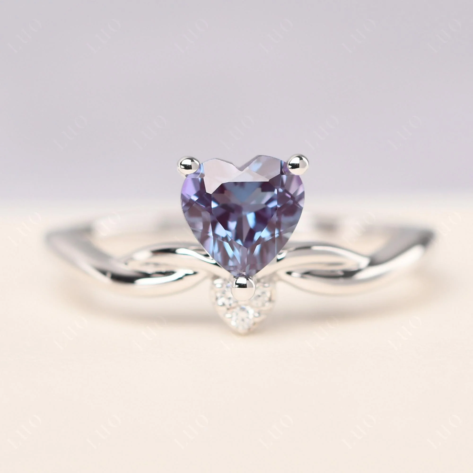 Dainty Twisted Alexandrite Engagement Ring - Image 10
