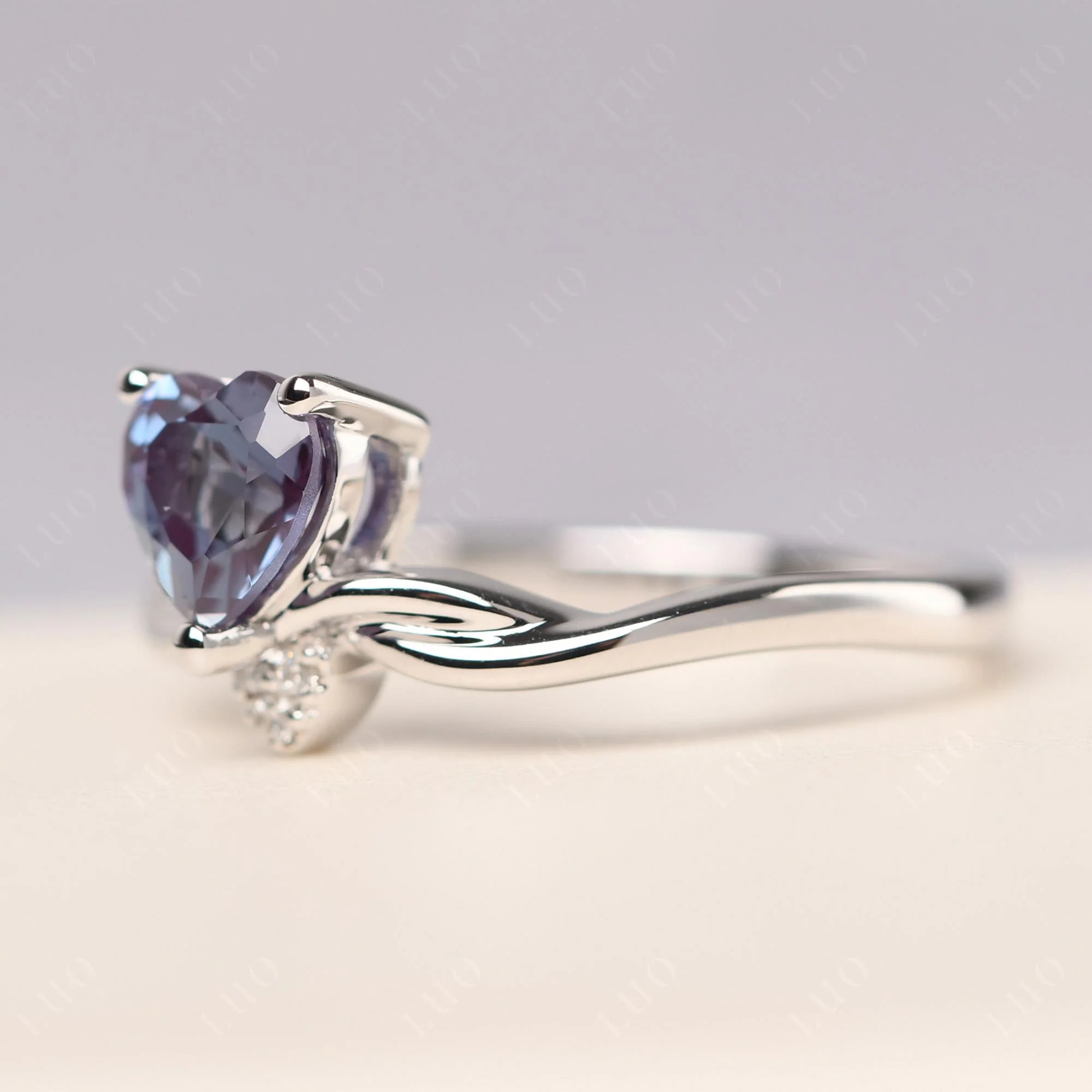 Dainty Twisted Alexandrite Engagement Ring - Image 11