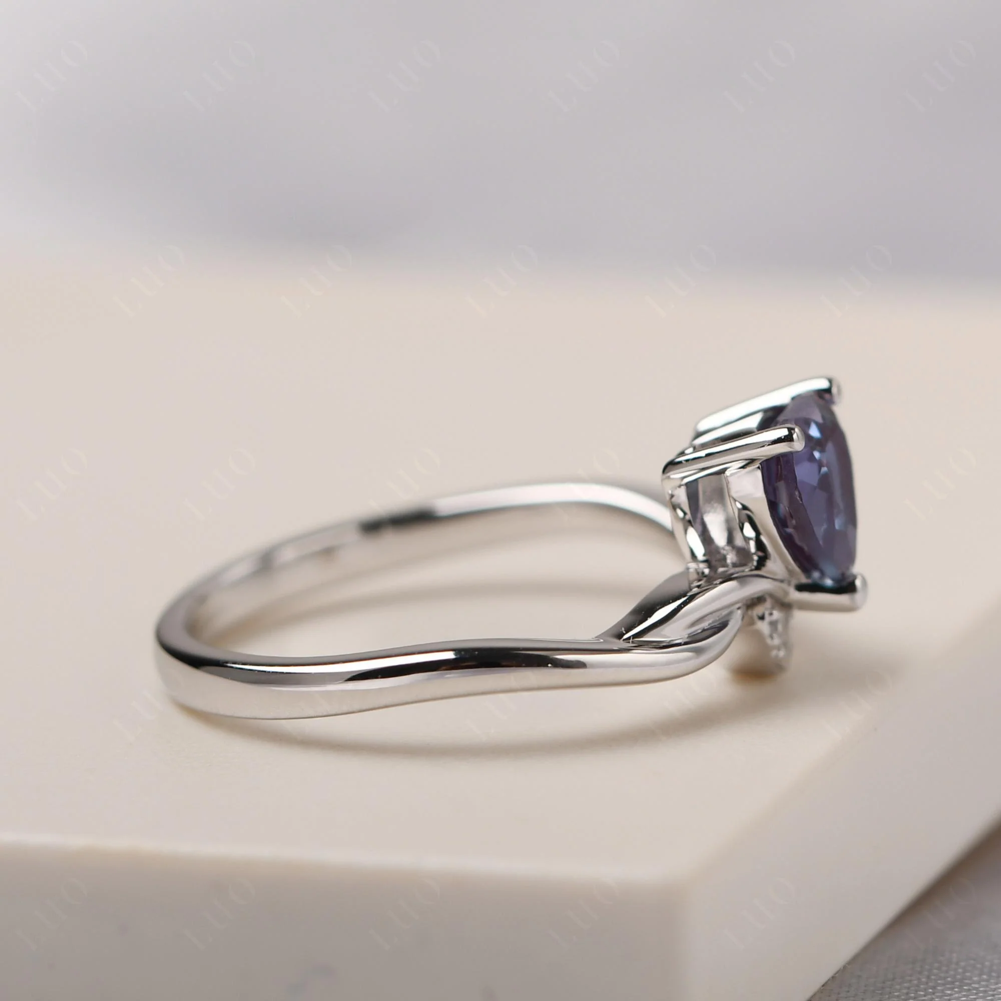 Dainty Twisted Alexandrite Engagement Ring - Image 13