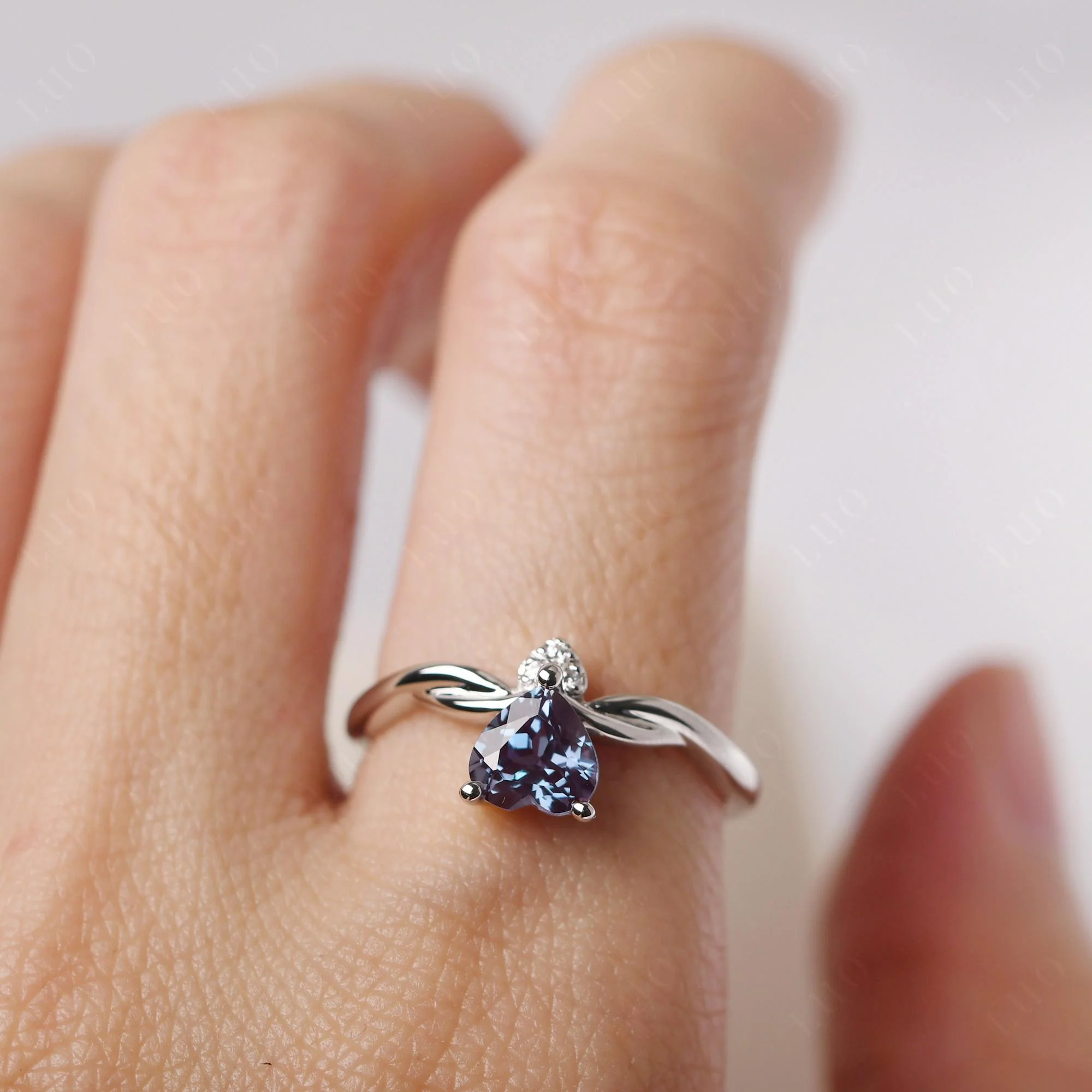 Dainty Twisted Alexandrite Engagement Ring - Image 14