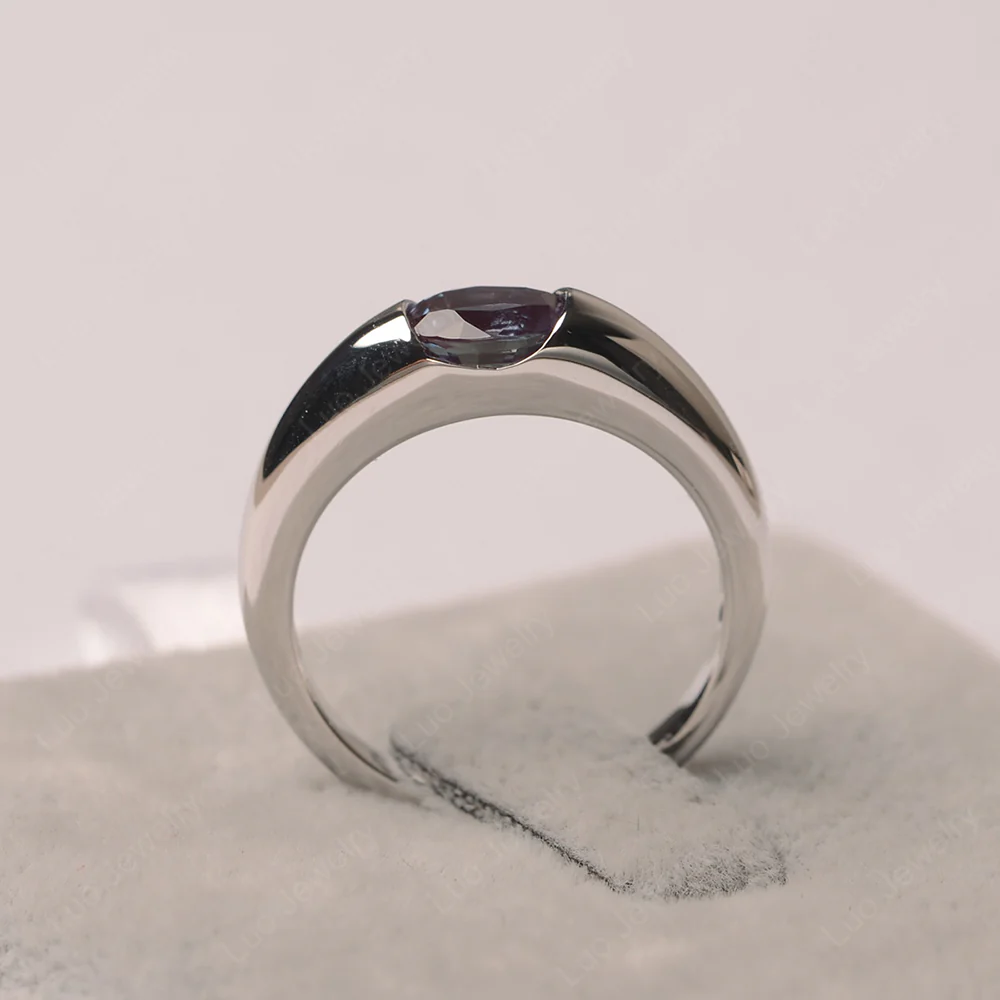 Alexandrite East West Bezel Set Pinky Ring - Image 3