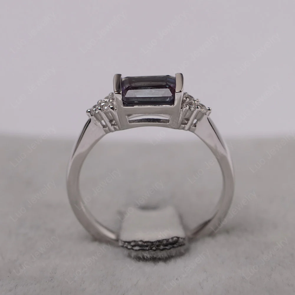 Alexandrite East West Half Bezel Set Ring - Image 3